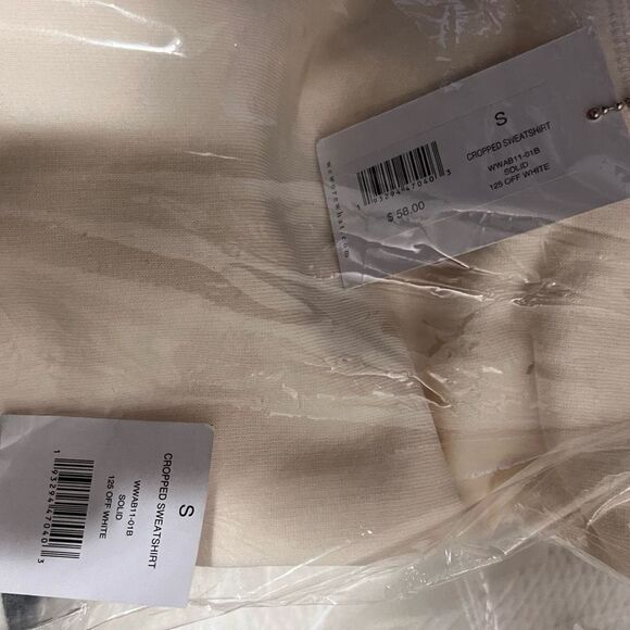 WeWoreWhat Solid Cropped Sweatshirt in Off White - Picture 13 of 13